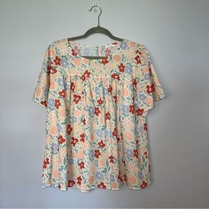 JODIFL Cream Tan Bib Collar Blouse Large